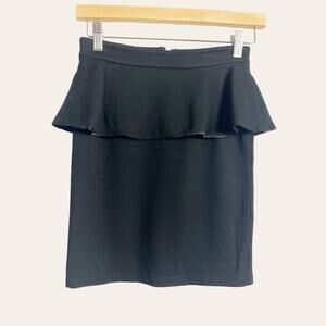Alice + Olivia Employed Black Peplum Ruffled Straight Pencil Skirt Size XS